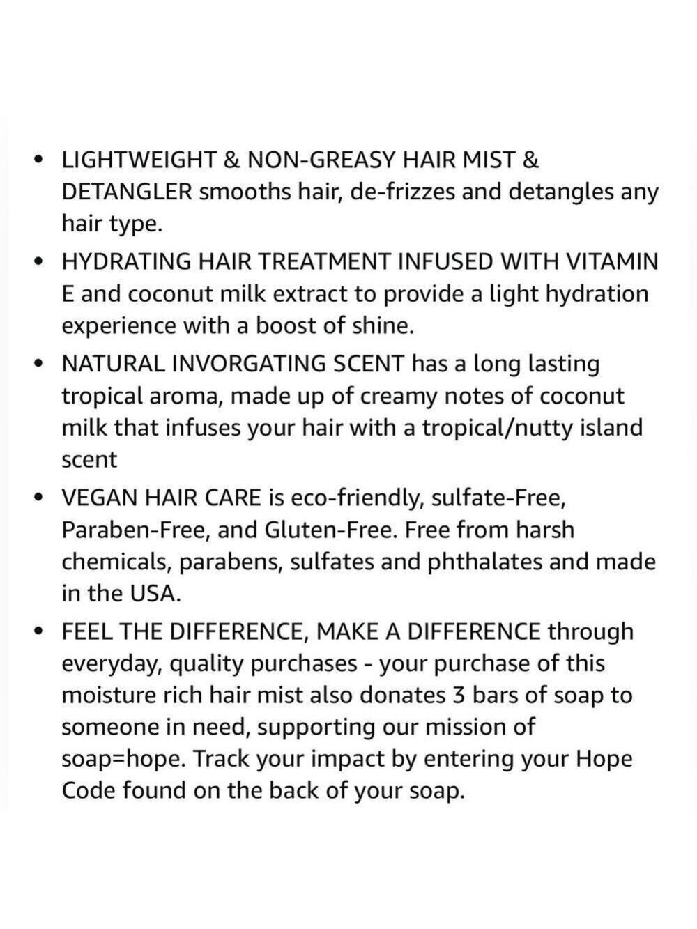 Soapbox Coconut Milk Hair Mist With Vitamin E - Picture 9 of 10